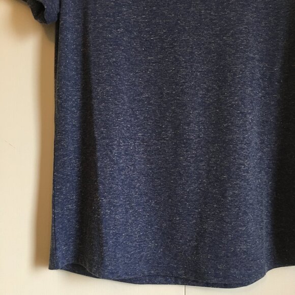 Independence Blue Heathered Linen Blend Diamond Lace Back Tee - Picture 4 of 12